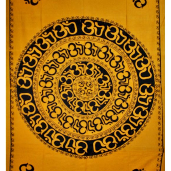 Om Shanti Mandala Wall Hanging Tapestry - Picture 4 of 4